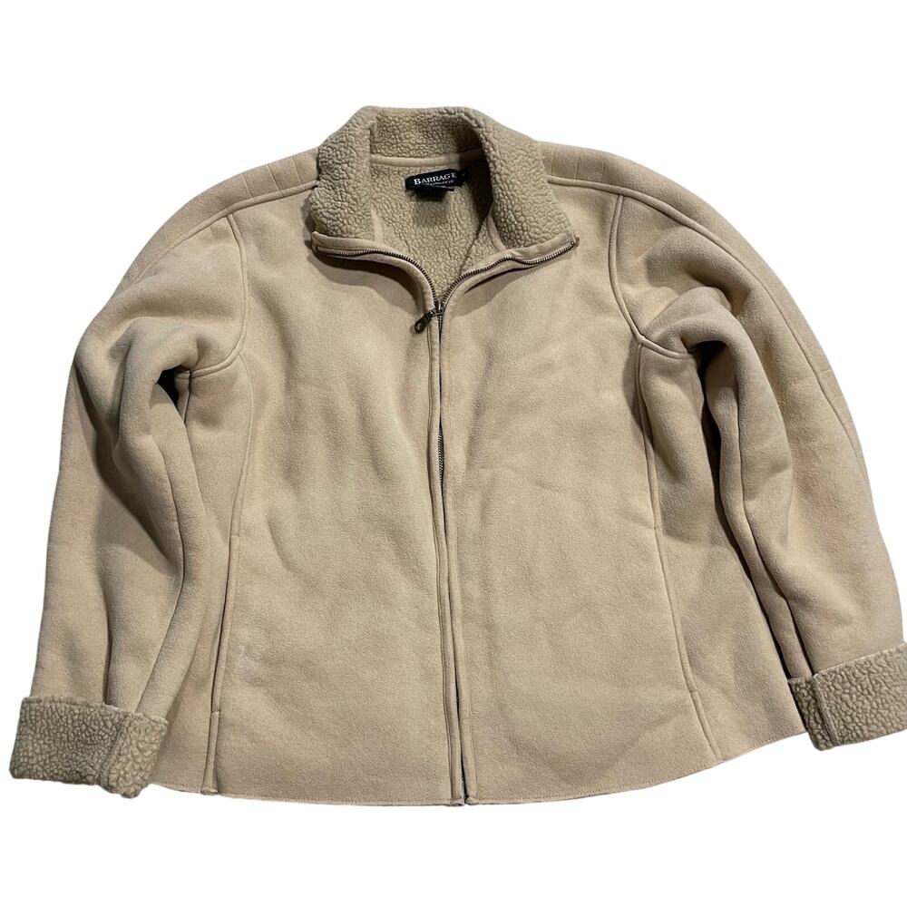 VTG Barrage Authentic Sherpa Fleece Jacket Full Zip Faux Suede Womens Medium Tan